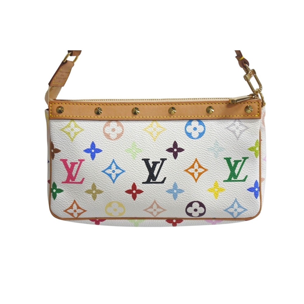 Louis Vuitton Pochette Multicolor White Takashi Murakami by Monogram Pouch